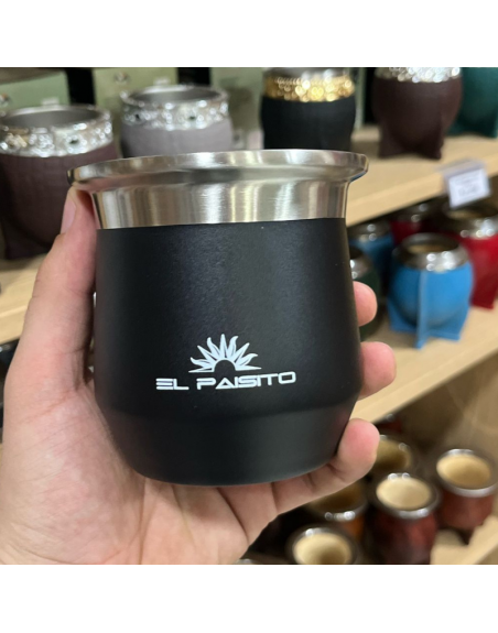Mate Acero inox. Camionero NEGRO 270ml