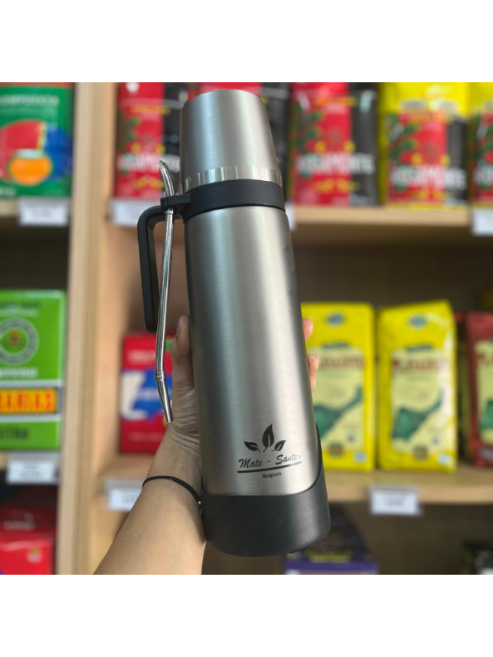 Termo 3en1 Mate-Sante (c/mate,bom) a.inox Negro 1L
