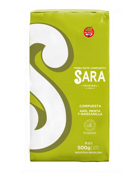 Yerba Mate Sara ANIS, MENTA Y MANZANILLA 500G.