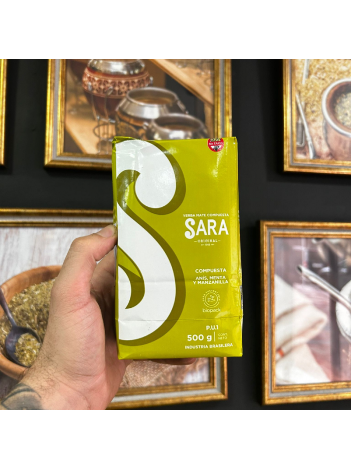 Yerba Mate Sara ANIS, MENTA Y MANZANILLA 500G.