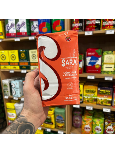 Yerba Mate Sara CURCUMA Y PIMIENTA 500G.