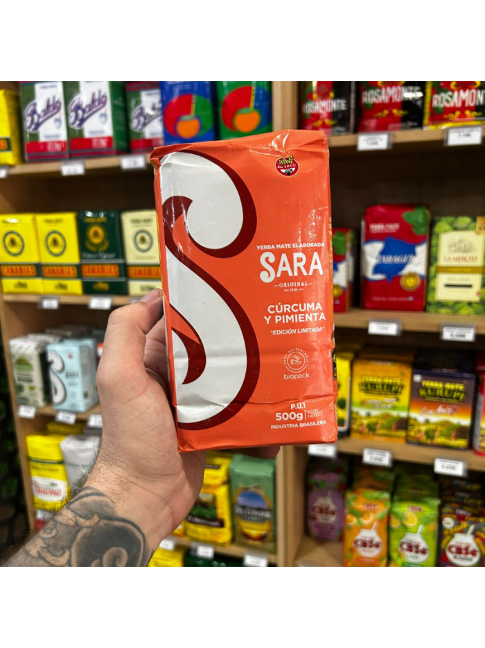 Yerba Mate Sara CURCUMA Y PIMIENTA 500G.