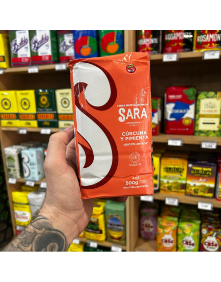 Yerba Mate Sara CURCUMA Y PIMIENTA 500G.