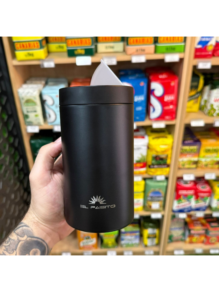 Yerbera El Paisito acero inox. NEGRO