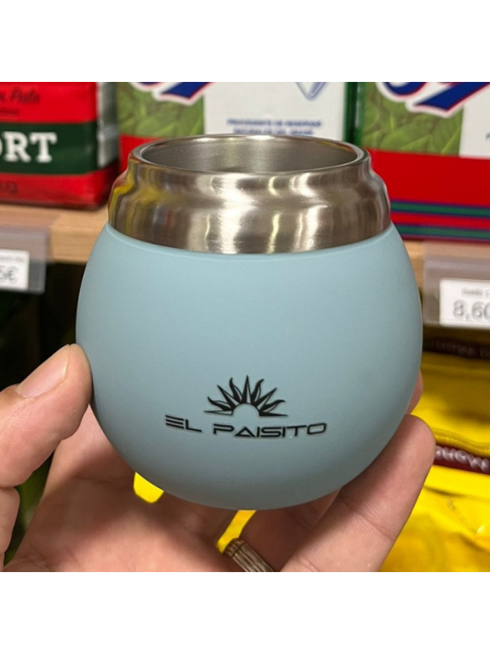 Mate BOLA EL PAISITO a.inox. y goma CELESTE 150ml