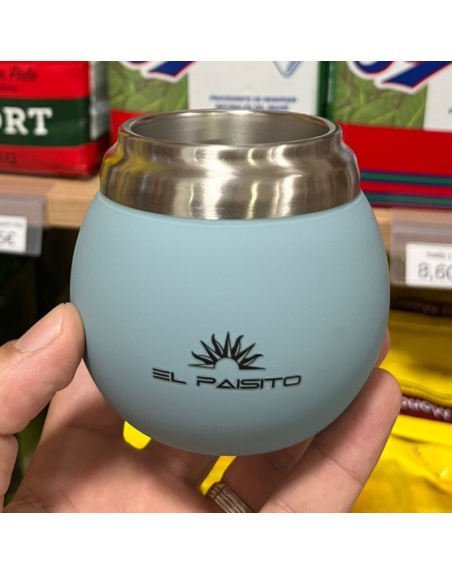 Mate BOLA EL PAISITO a.inox. y goma CELESTE 150ml