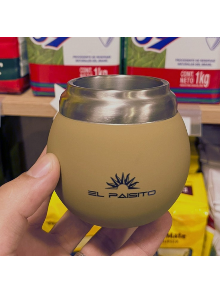 Mate BOLA EL PAISITO a.inox. y goma CAQUI 150ml