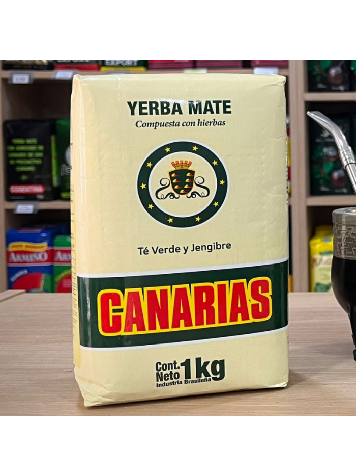 Yerba Mate Canarias TE VERDE Y JENGIBRE 1 kg.