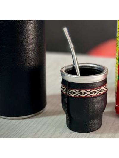 Mate vaso de cristal forrado NEGRO