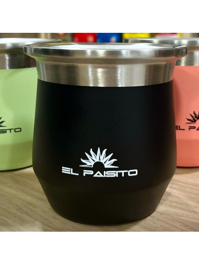 Mate Acero inox. Camionero NEGRO 270ml