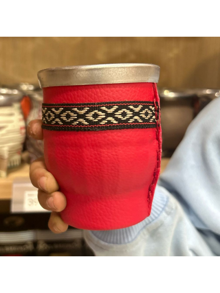 Mate vaso de cristal forrado ROJO