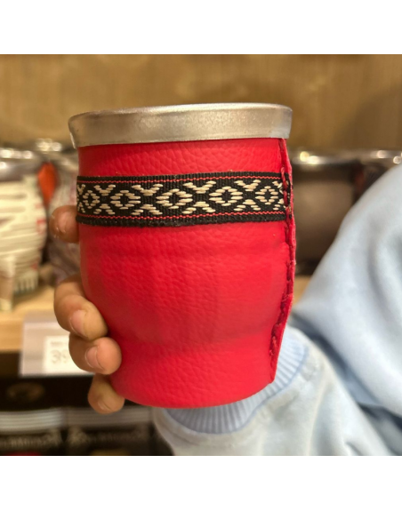 Mate vaso de cristal forrado ROJO