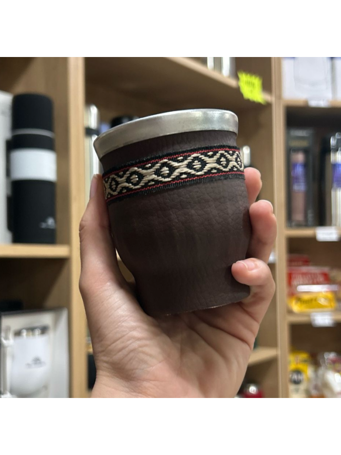 Mate vaso de cristal forrado MARRON