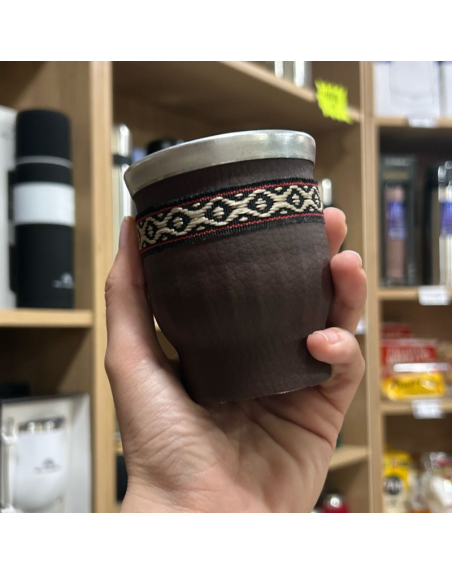 Mate vaso de cristal forrado MARRON