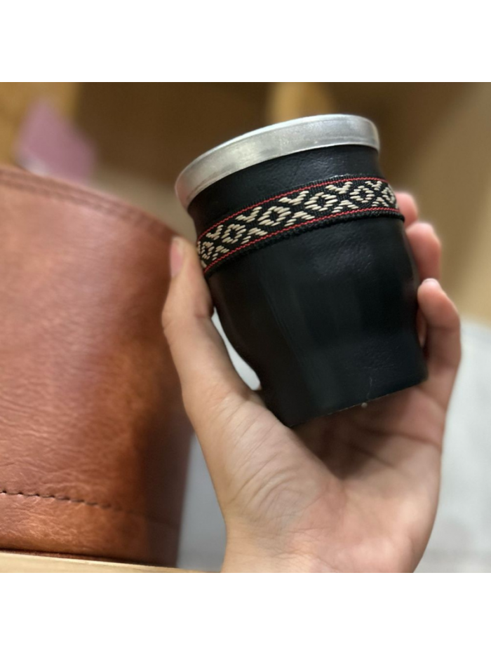 Mate vaso de cristal forrado NEGRO