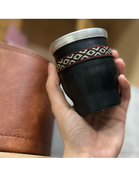 Mate vaso de cristal forrado NEGRO