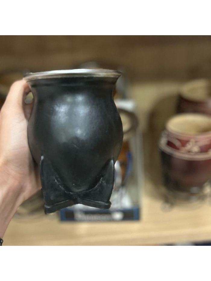 Mate forrado en cuero c/virola CAMIONERO NEGRO