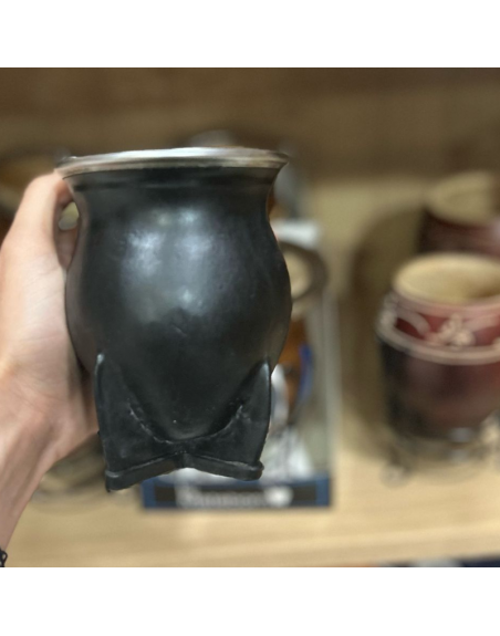 Mate forrado en cuero c/virola CAMIONERO NEGRO