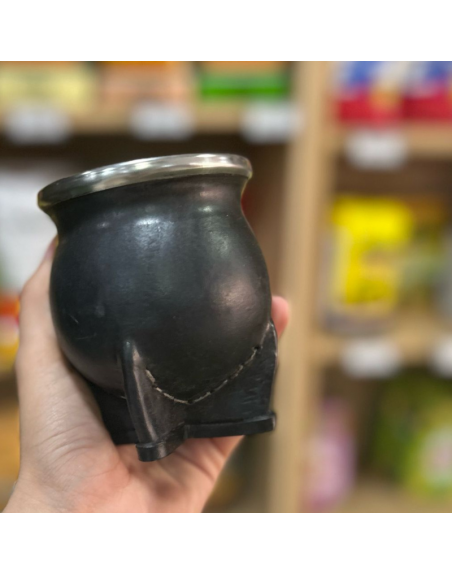 Mate ceramica forrado en cuero c/v - NEGRO