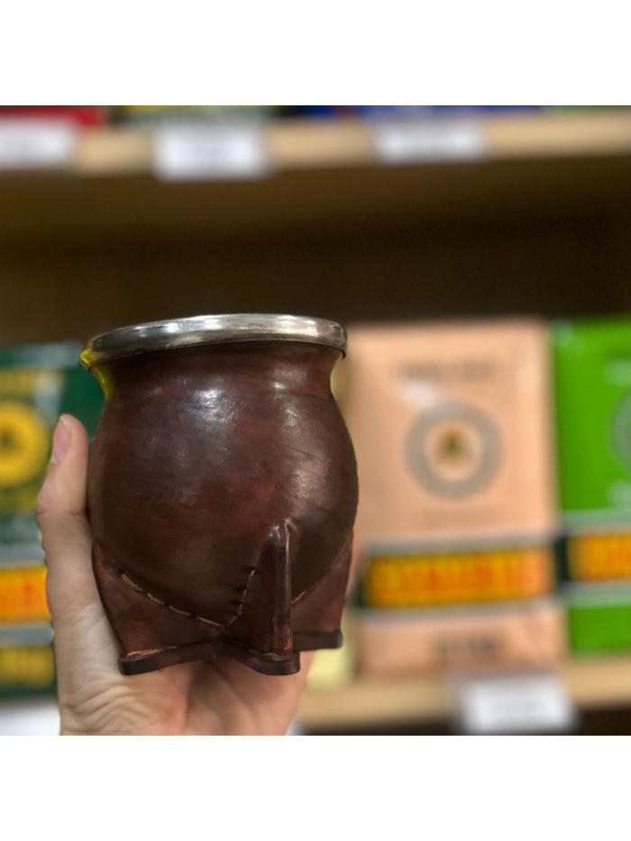 Mate ceramica forrado en cuero c/v - MARRON