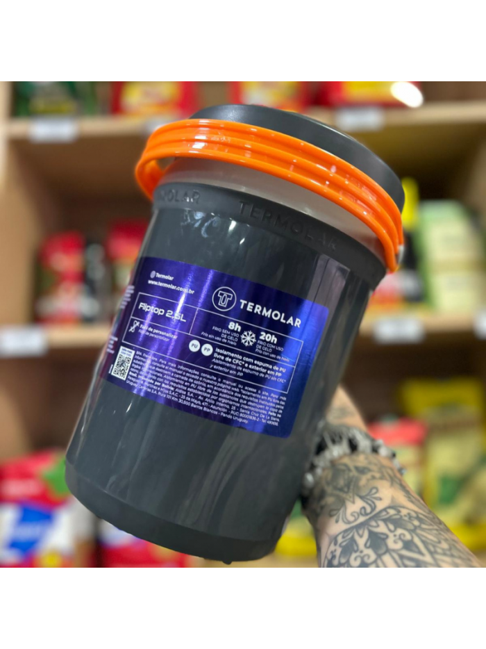 Termo TERMOLAR - Fliptop 2,5L - Gris y naranja