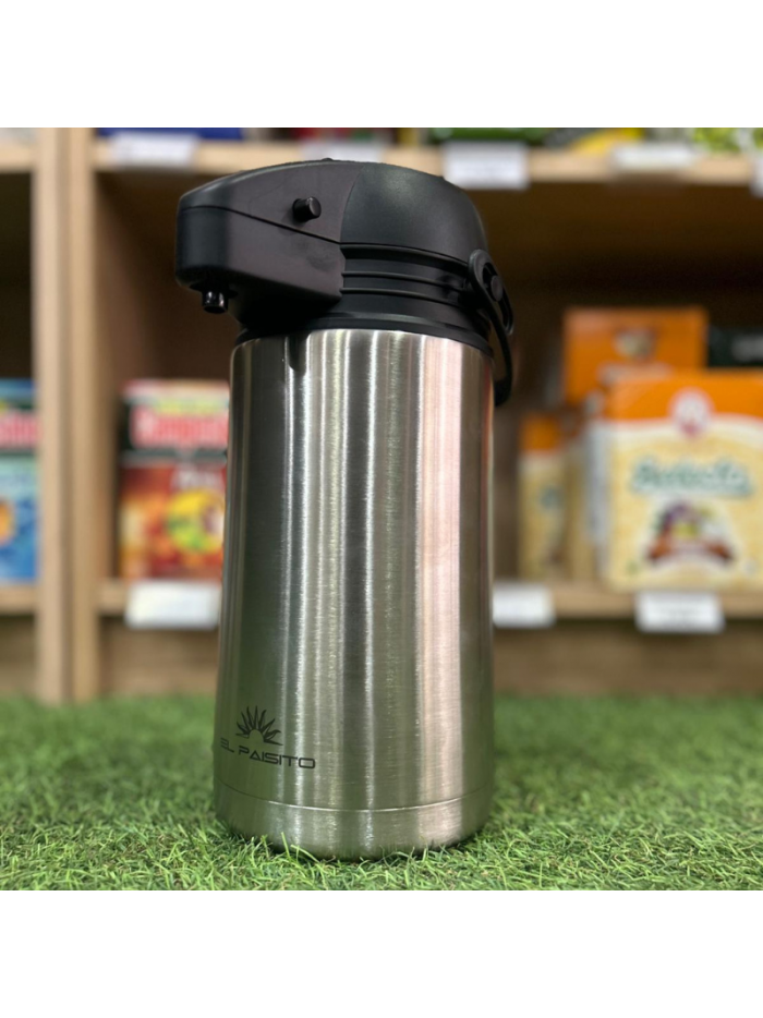 Termo acero inox. EL PAISITO c/bomba 1,6L - PLATA