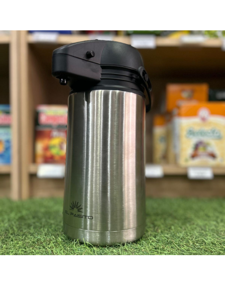 Termo acero inox. EL PAISITO c/bomba 1,6L - PLATA