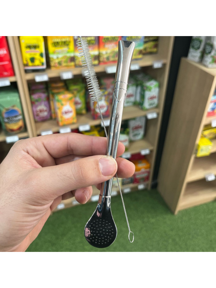 Bombilla ACERO INOX. c/sepillo EL PAISITO  20cm