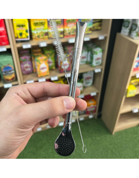 Bombilla ACERO INOX. c/sepillo EL PAISITO  20cm